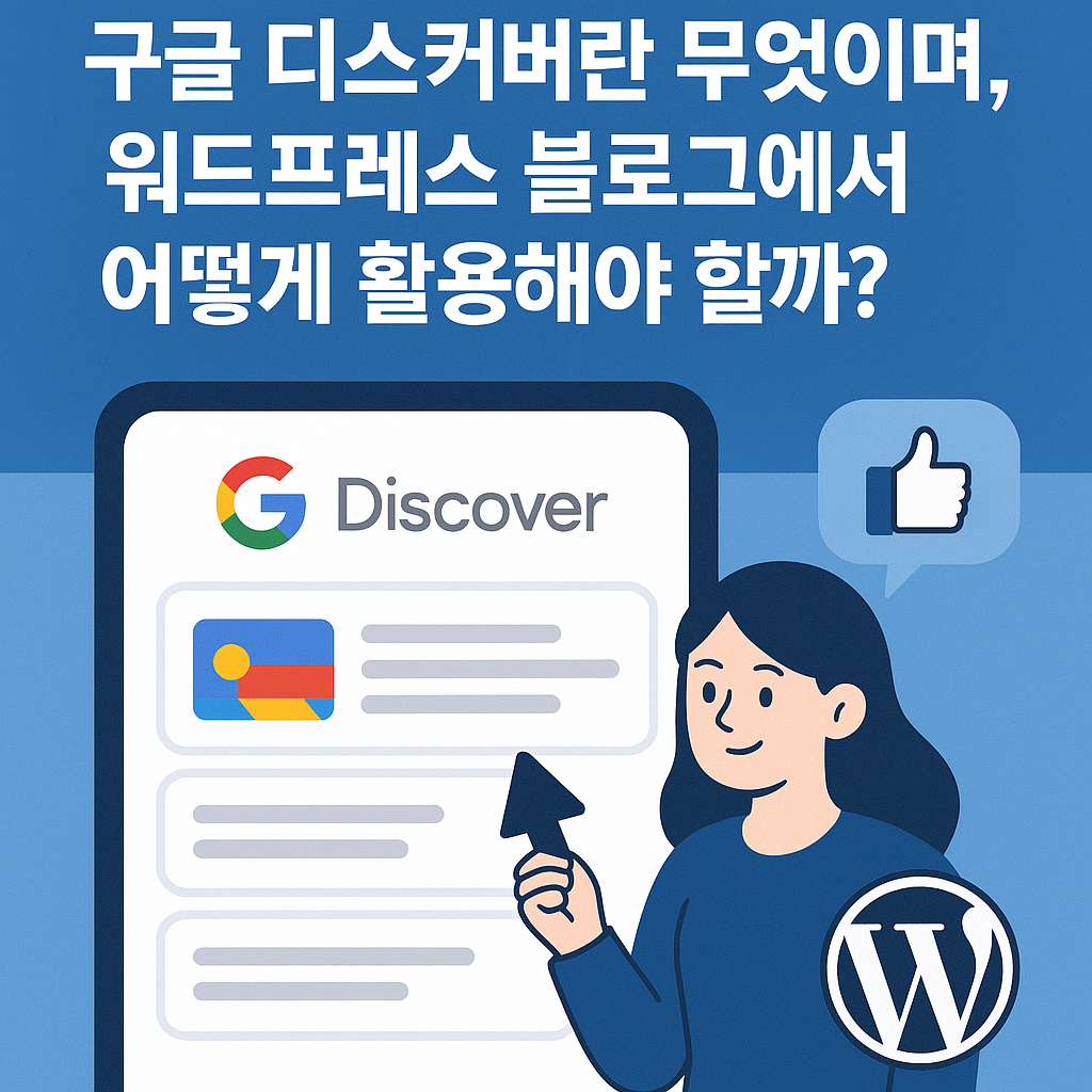 구글 디스커버와 워드프레스 블로그 활용 방법을 설명하는 일러스트 이미지
