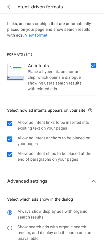 intent-driven formats